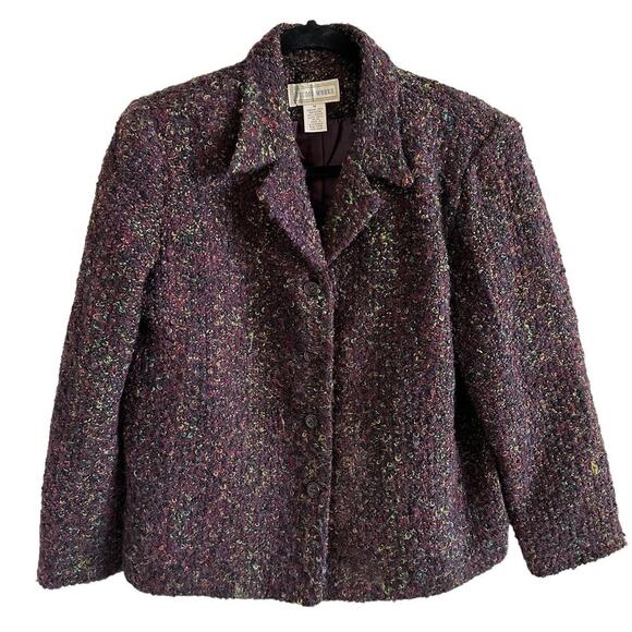 Studio Works Women's Medium Purple Tweed Long Sleeve Button Up Coat - Picture 1 of 13
